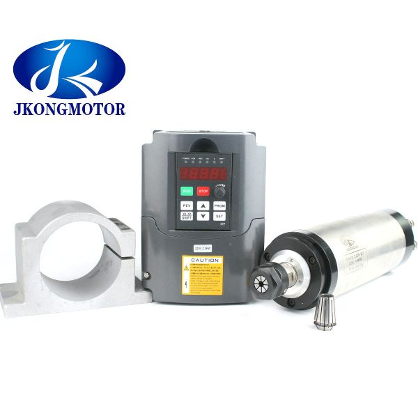 ER16 Water Cooled Spindle CNC Motor , 110V / 220V Inverter Kit Φ80 1.5KW