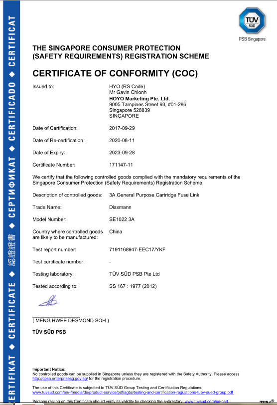 Bs1362 3a British Standard Fuses ASTA Certificate Ceramic Tube Material