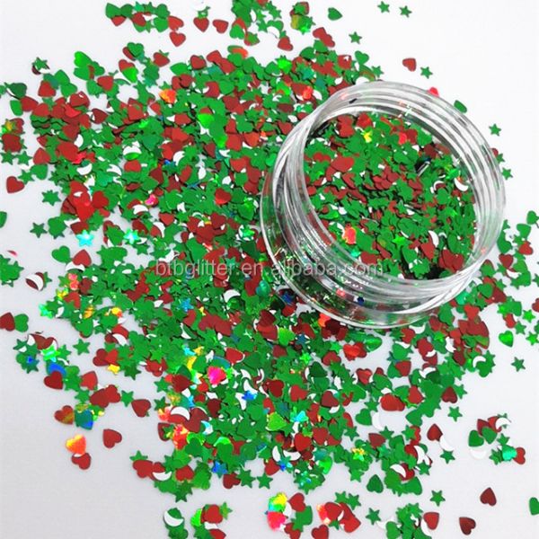 Polyester Glitter Christmas Glitter With Chunky Mixed Snow Tree Shaped Christmas Tree Glitter Collection