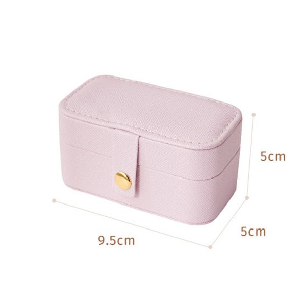 Portable Pearlescent Mauve Pink Jewelry Organizer Box for Travel Convenience in PU Material