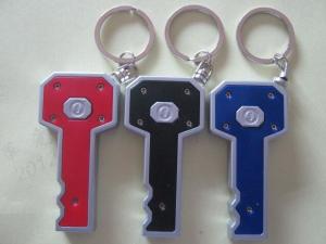 Custom Plastic Key Shape Led Flashlight Keychain / Led Torch Keychain 8*3.5CM For School Students Gift