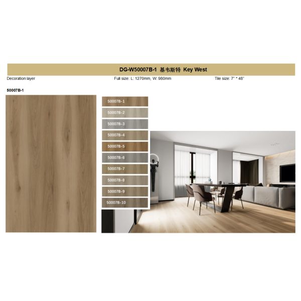 Scratch Resistant Stone Plastic Composite Flooring 6mm Key West Burlywood Wood Grain GKBM DG-W50007B