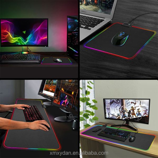 Gaming Style RGB Luminous Mouse Pad with XXL Size Customizable Design Rubber Base