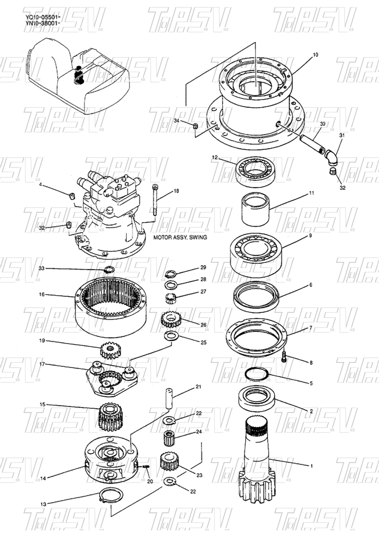 Origin SK200-5 Excavator Swing 1 Stage Carrier Assy For Excavators