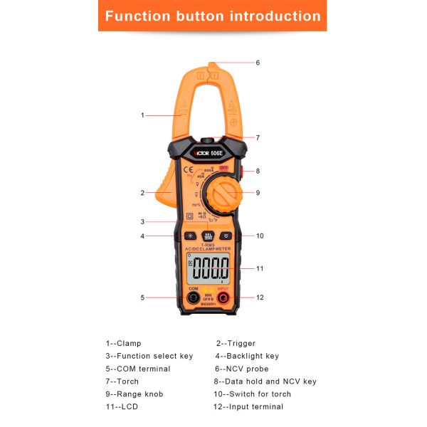 4000 Counts Pocket Clamp Digital Multimeter with NCV Flashlight Lighting