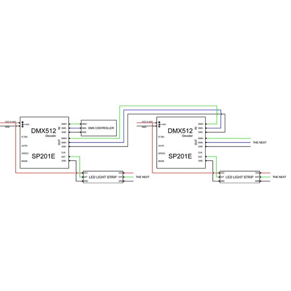 Addressable 5 Channel DMX Decoder SP201E DMX512 SPI Signal With Button Control