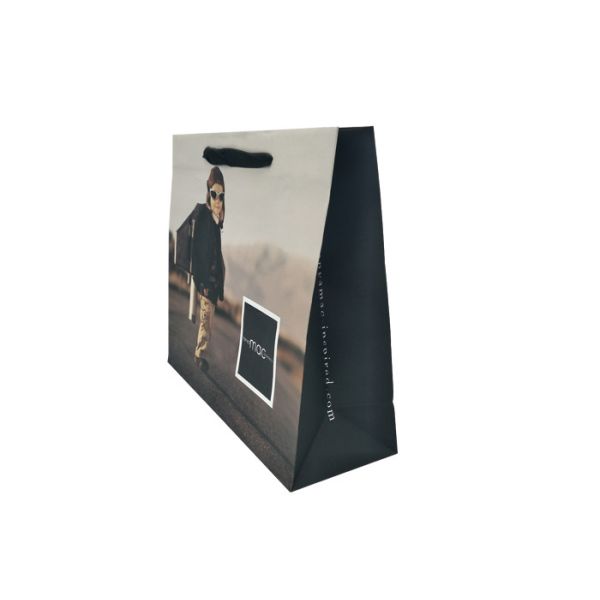 Recycled Personalized Kraft Paper Shopping Bags With Cotton Ribbon Handle