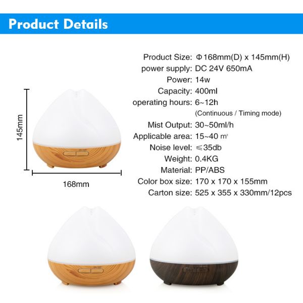 DC 24V 650mAh Smart WiFi Essential Oil Diffuser With Colorful Night Light