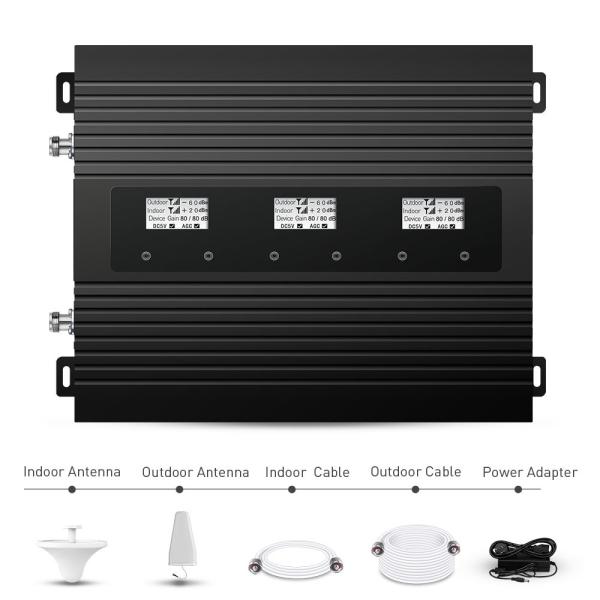 Quality 80dB Gain Multi Band Cell Phone Signal Booster 800MHz 900MHz 1800MHz for sale