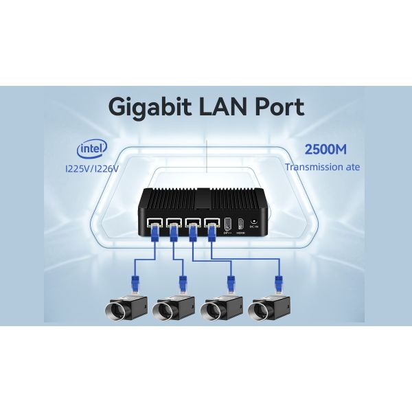 Intel N100 Processor Fanless Industrial Mini Computer Dual COM DDR4 RAM 4LAN