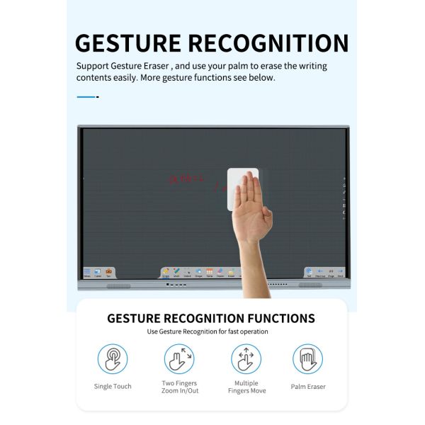 Interactive Touch Screen Monitor 75 Inch Android Computer Wifi Bluetooth Hotspot Remote Control Multi User Internet For Classroom Office Meeting Room