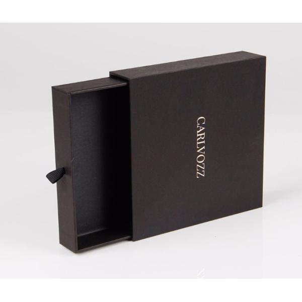 Custom Scarf Gift Box , Rigid Drawer Boxes With Black Ribbon 18cmx14cmx6cm