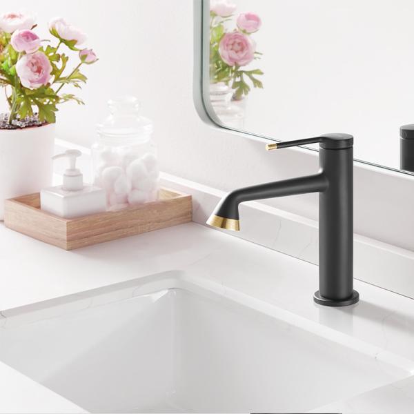 Matt Black Basin Mixer Faucet Bathroom Brass Cold Hot Water Mixer