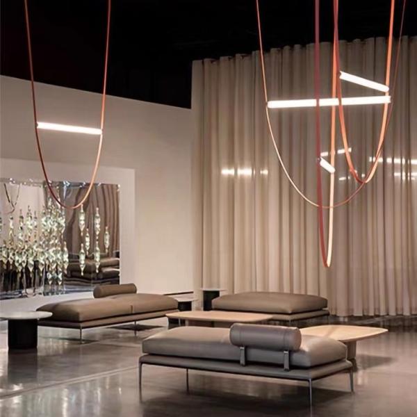 Nordic Home Restaurant Leather Lighting Modern Clearly Glass Shade large Chandelier For Bar