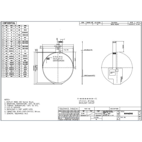 5.0 Inch MIPI Interface 1080x1080 Round Security TFT Monitor For Instrument
