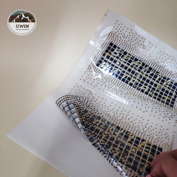 Rectangle Shape Rhinestone Applique Patches With Iron / Sew On Backing