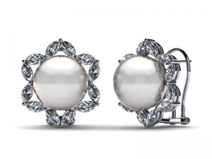 China 14K White Gold Jewelry & White Freshwater Cultured Pearl Marquise Earring wholesale