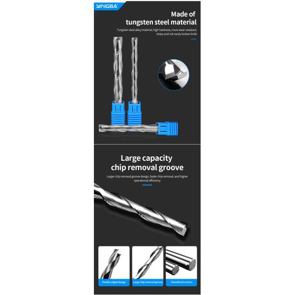 Two Flute Spiral Milling Cutter 2F End Mill for Acrylic PVC Hardwood CNC Tool Router Engraving Bit up