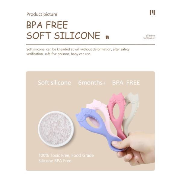 New Arrival Baby Spoon Food Grade Silicone Spoon With Toddler Eco Friendly Kids Feeding Baby Animal Style Silicone Spoon