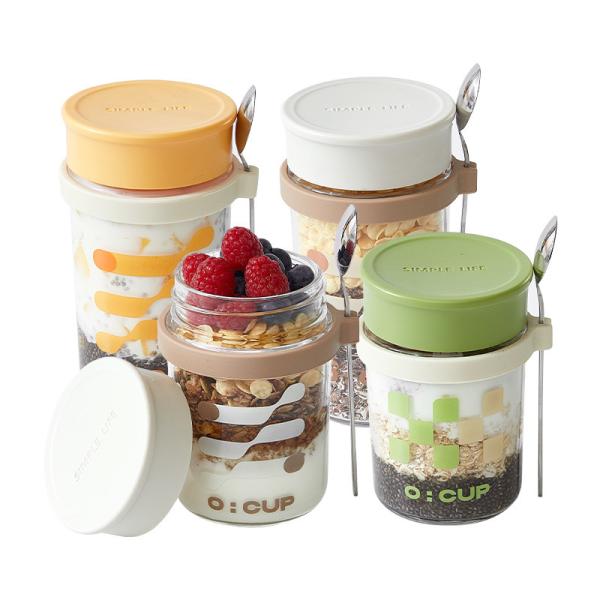 Quality 4 Pack Overnight Oats Containers With Lids And Spoons for sale