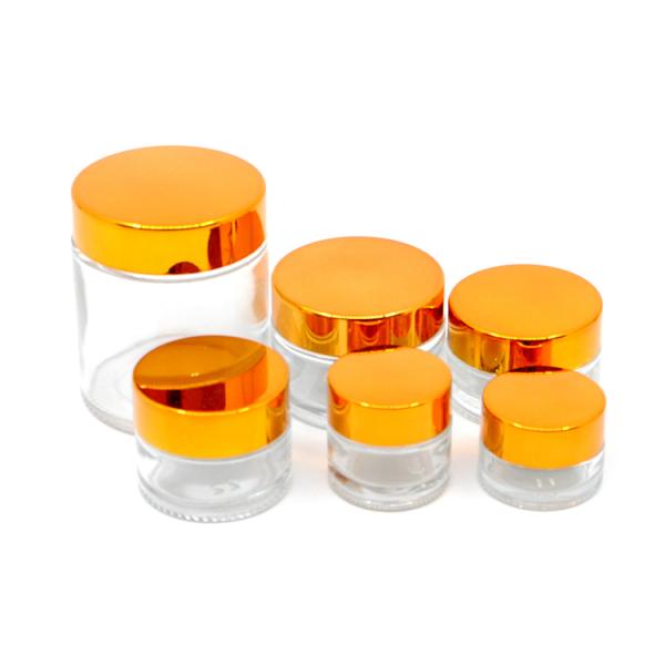 Airless Glass Beauty Cream Jars Aluminium / Plastic Cap 25-65mm Height