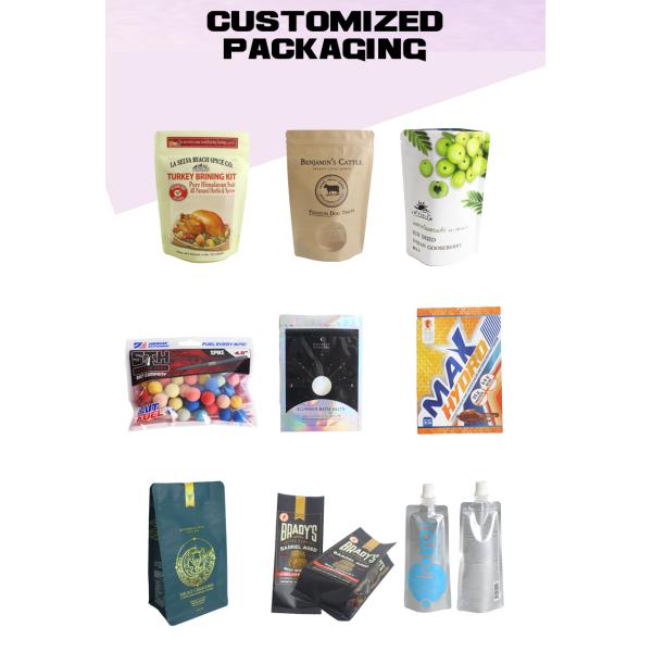 PE Custom Stand Up Pouch White Kraft Paper Zipper Bag For Capsules