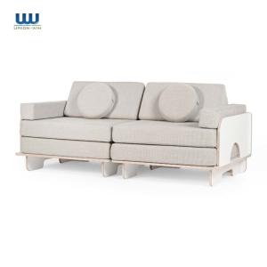 2 Seats Foam Play Couch Wear Resistant Fabric With Wooden Chair