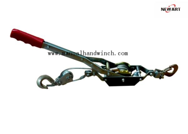 Quality Wavy Rubber Transmission Line Tool Handle Hand Winch Cable Puller 1T Single Gear Double Steel Hooks for sale