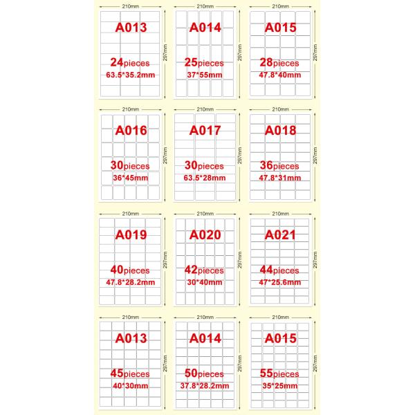 A4 80gsm Self Adhesive Label Sticker Paper For Printers Customized