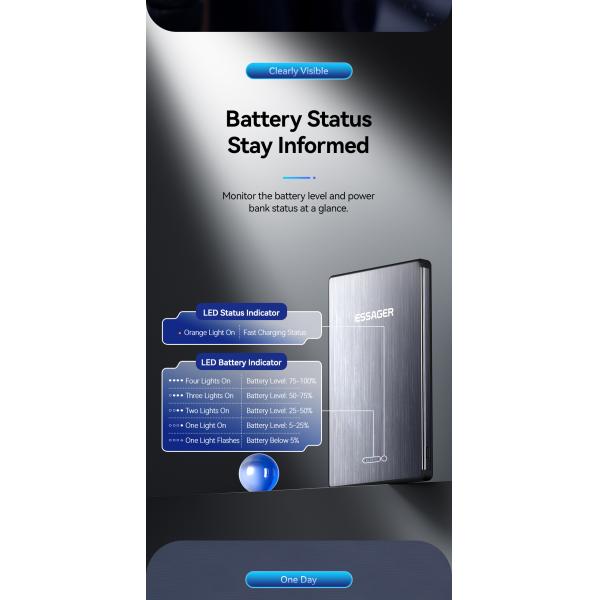 ABS PC Aluminum Alloy Fast Charging Power Bank Ultra Thin Wireless 5000mah