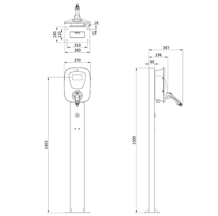 Pevc2107 11kw EV Charging Station 22kw 3 Phase For Electric Vehicle Home Car Charging Point