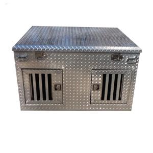 China Diamond Plate Aluminum Double Dog Box With Storage Compartment wholesale