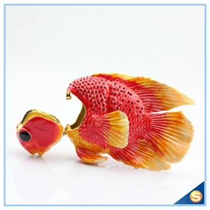 China Enamel Metal Fish Shape Jewelry Box Hand Painted Trinket Box SCJ783 wholesale
