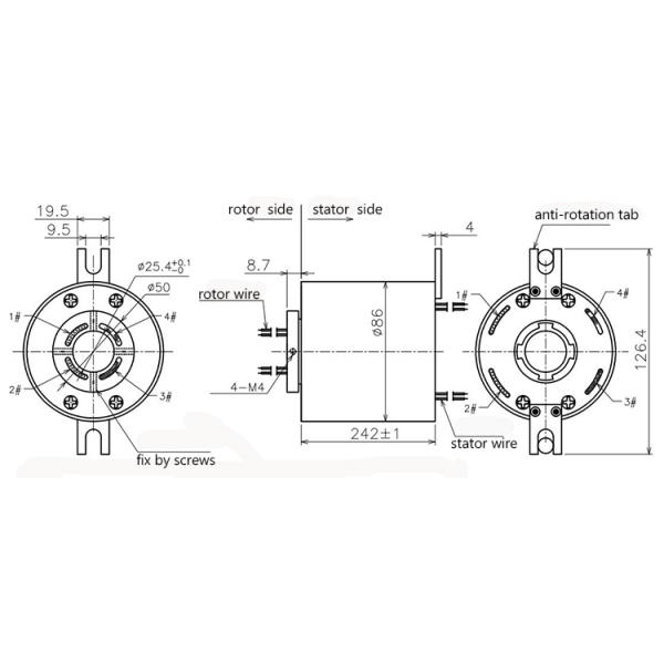 Ethernet Signal Rotary Joint Ernet Slip Ring RJ45 Connector With Cat Cable Connection