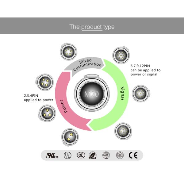 IP68 Waterproof Fast Connectors LP 20 Indoor Led Module 2 Pin to 12 Pin Male and Female Electrical Connector