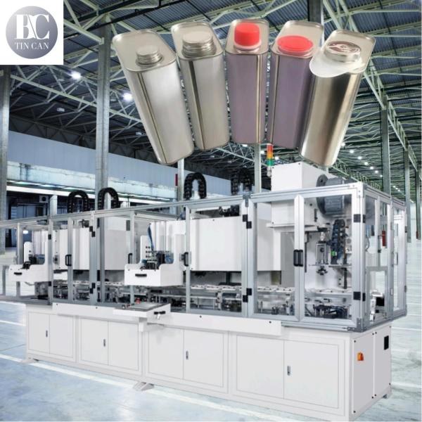 Quality 35cpm Square Tin Can Making Machine 1liter Combinated Flanging Sealing for sale