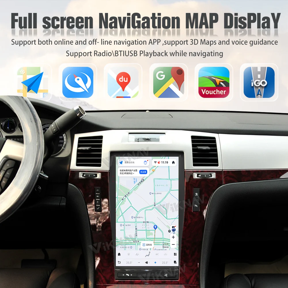 Touch Screen GPS Navigation Cadillac Escalade Radio Replacement 2008-2012 Wireless Carplay