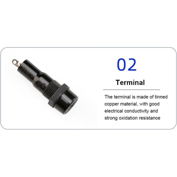 10A 250V Screw Type Cap Black MF527 5x20MM Panel Mounted Fuse Holder