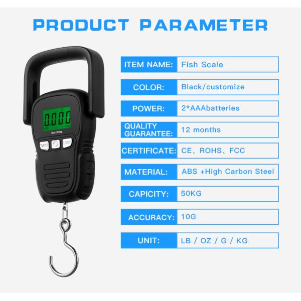 LCD Display Hanging Scale Mini Digital Hand Carbon Steel Digital Balance Fish Scale for Fishing Luggage