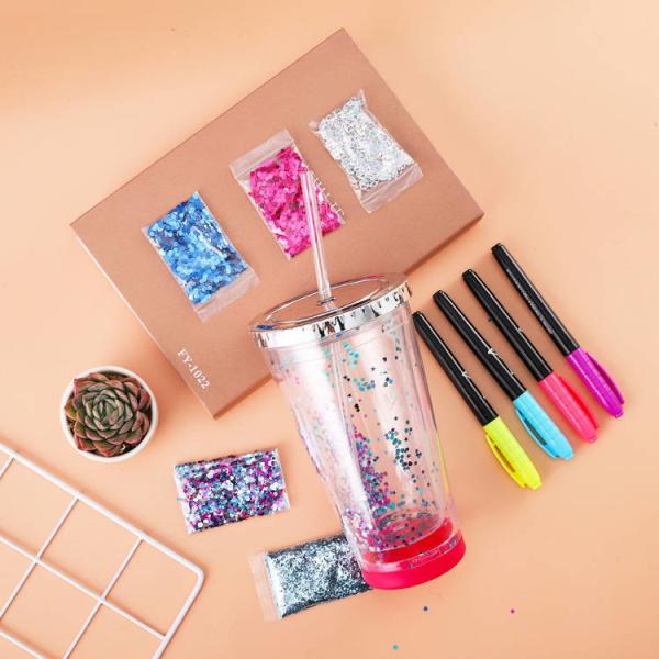 Anti-leak DIY Sticker Straw Cup Portable And Convenient Drinking Cup High Appearance Student Plastic Cup
