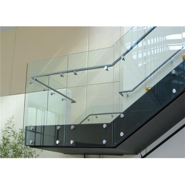 Floor Mounted Stainless Steel Glass Balustrade , Standoff Building Deck Railing