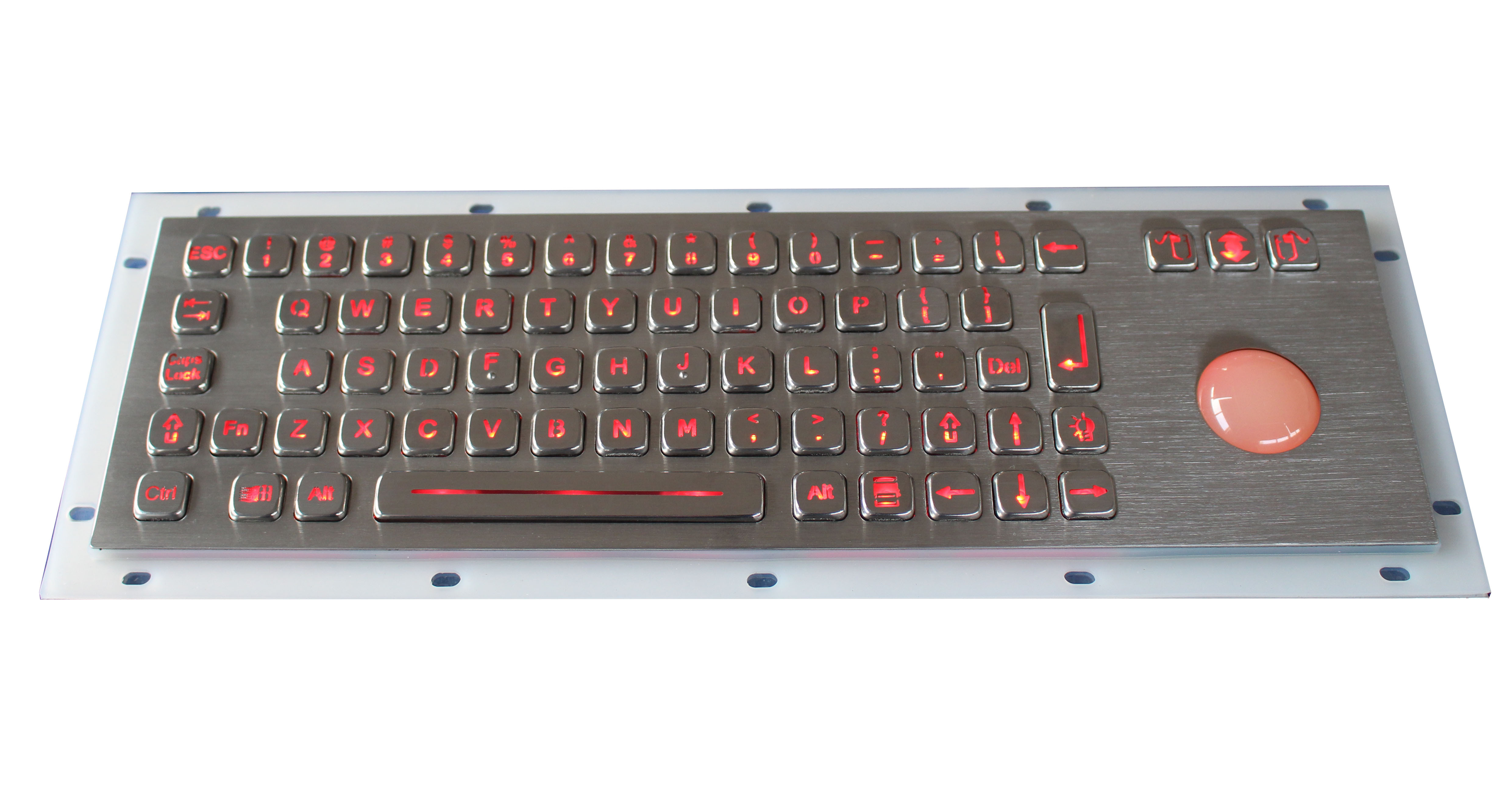 China IP65 metal backlit USB keyboard with illuminated transparent mechanical trackball wholesale