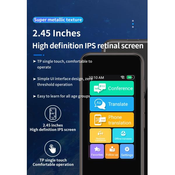 Smart M10 AI Language Voice Translator Recorder ChatGPT For Overseas Travel