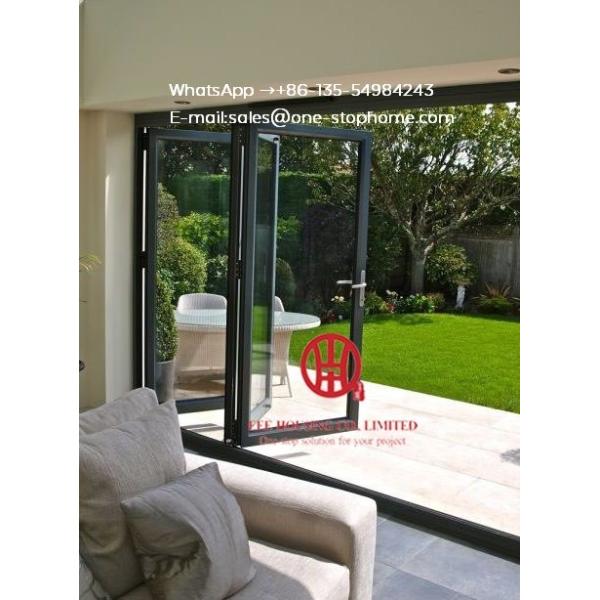 Double glazing lowes bi fold door/Accordion aluminum glass patio exterior bifold doors /bi-fold door anti-clamping door
