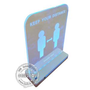 Battery Powered Acrylic Keep Distance Led Warning Sign