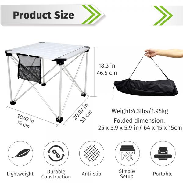 53*46.5cm 6061 Aluminum Foldable Camping Table