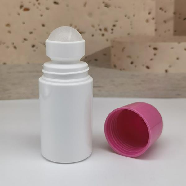 PE Plastic Deodorant Stick Container 50ml Roller Ball Bottles With Arc Top Lid