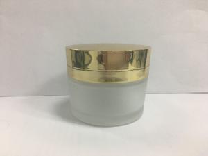 China Eco Friendly Glass Cosmetic Jars 50g For Cream Packaging With Gold Cap on sale