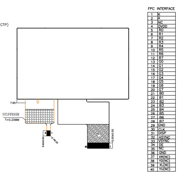 480x272 Dots RGB Interface 4.3 Inch Tft Lcd Display With Capacitive Touch Panel