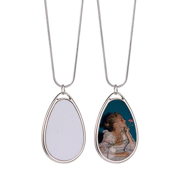 Custom Picture Necklace Teardrop Shape Metal Necklace DIY Sublimation Necklace Blanks